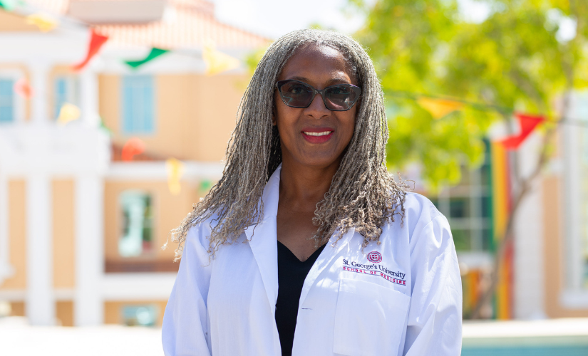 Student celebrating White Coat Ceremony