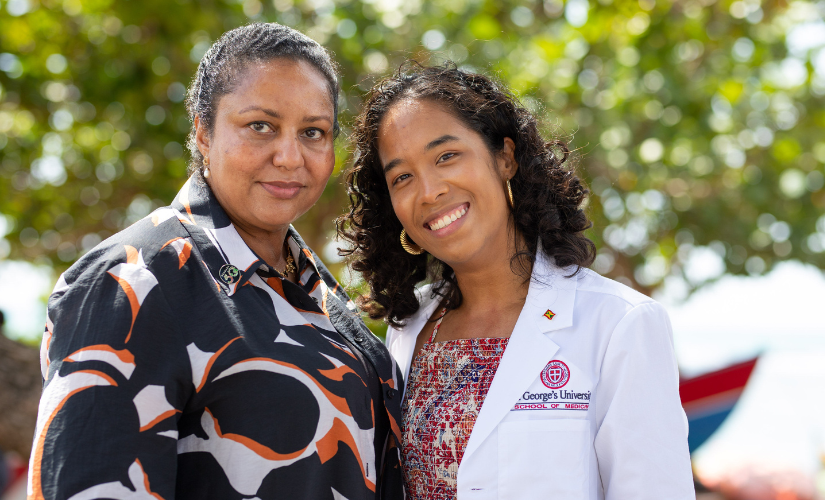 Student celebrating White Coat Ceremony