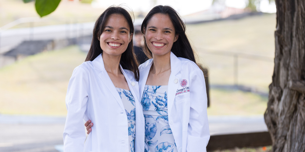 Twins Alessandra and Aaliyah Lopez, April Term 1 students at the School of Medicine White Coat Ceremony 2026