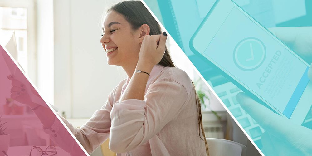 Medical school applicant smiles after being accepted