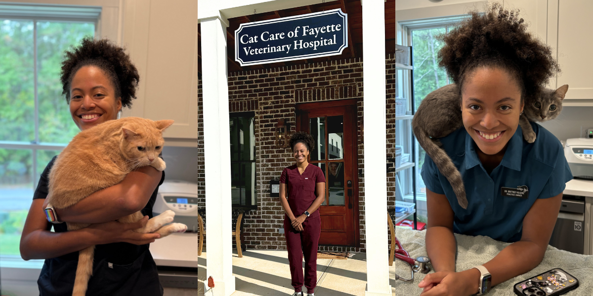 Dr. Brittney Kilgore, a 2023 SVM graduate and owner of Cat Care of Fayette