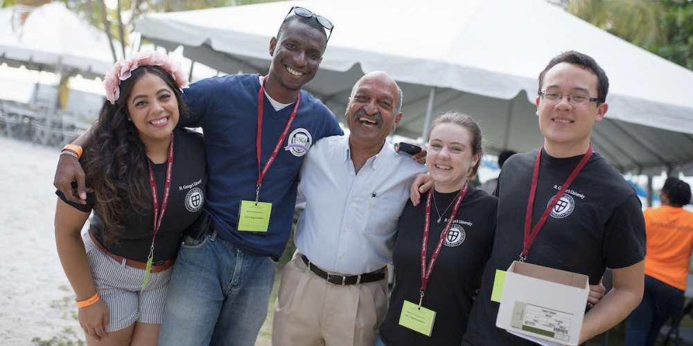 Dr. Rao at Family Weekend with students