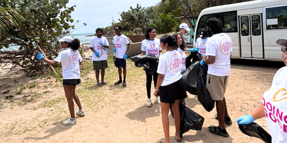 SGU ECO students at their biannual clean up initiative at Levera Beach