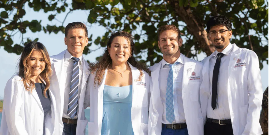 Recently-coated students at the fall 2025 SOM white coat ceremony