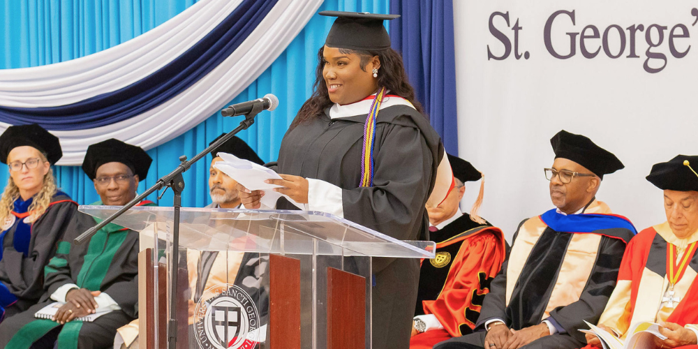 SAS valedictorian Janique Phillip at May 2026 Grenada Commencement Ceremony