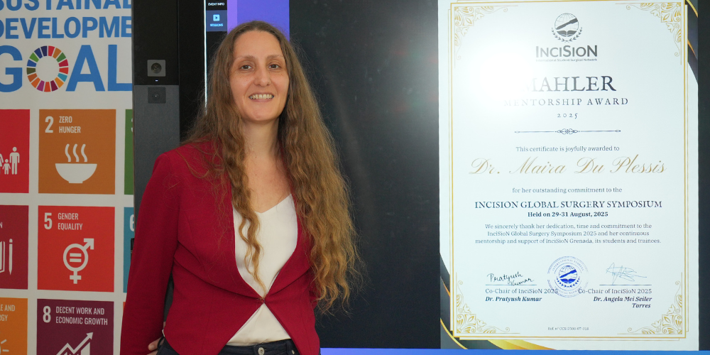 Dr. Maira Du Plessis at the InciSioN Global Surgery Symposium (IGSS) 2025 Closing Ceremony at WINDREF