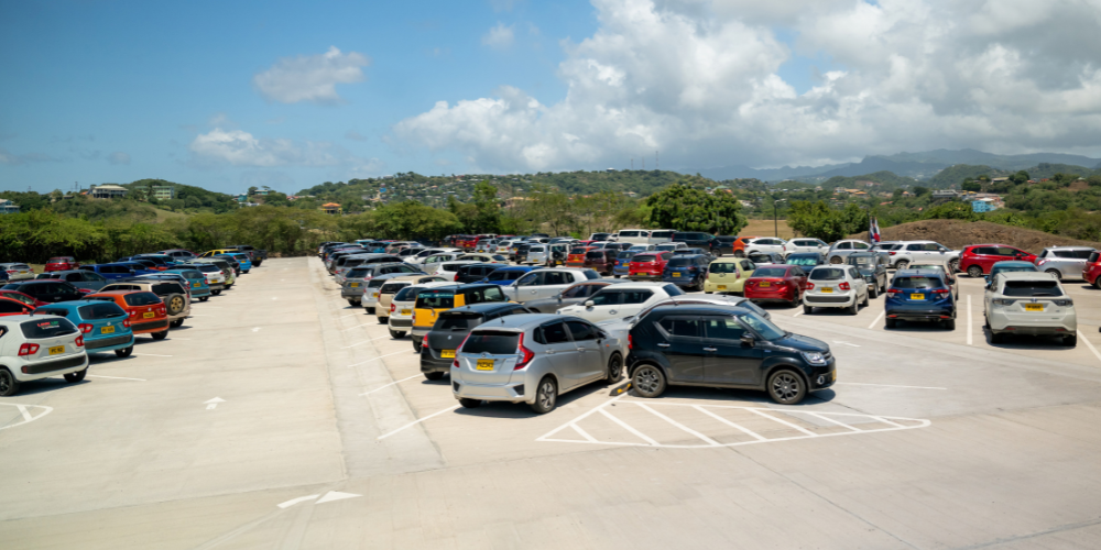Newly paved student parking lot