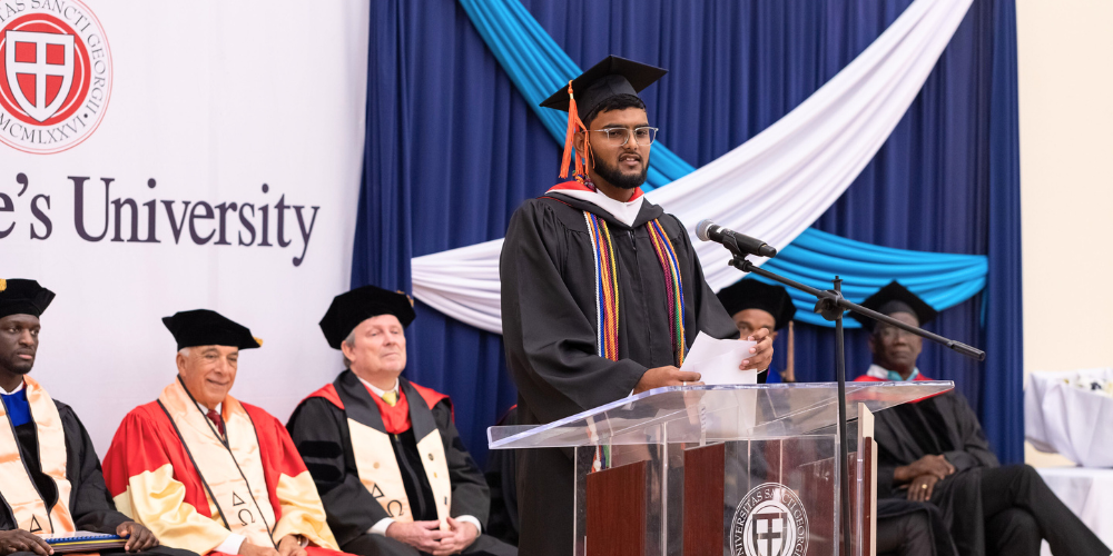 Sharif Motala, SAS Valedictorian at the January 2026 SAS/SGS Commencement Ceremony