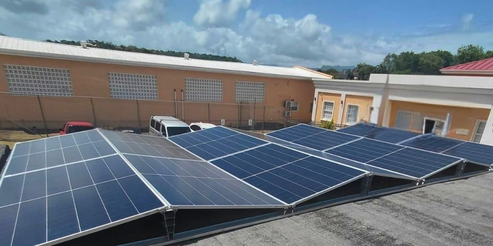 Solar panel installation on the roof of the vet necropsy building