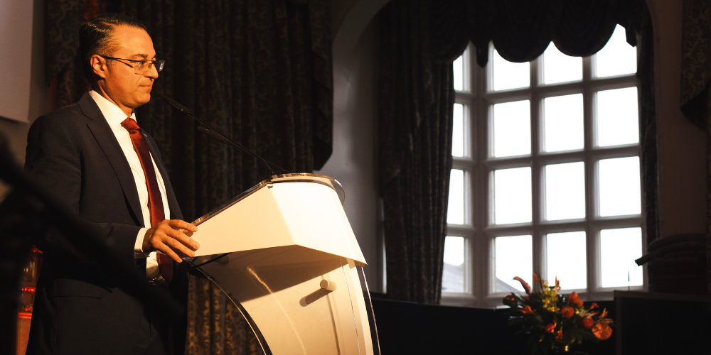 Dr. Marios Loukas, president of St. George’s University and dean of the School of Medicine at the Spring 2026 Northumbria University SOM White Coat Ceremony