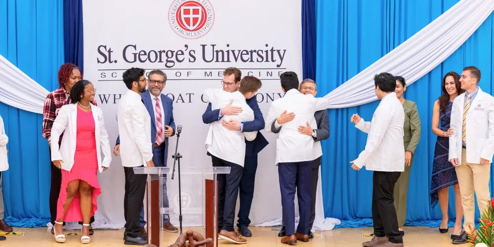 Term 1 SOM students being coated at Spring 2026 SOM White Coat Ceremony
