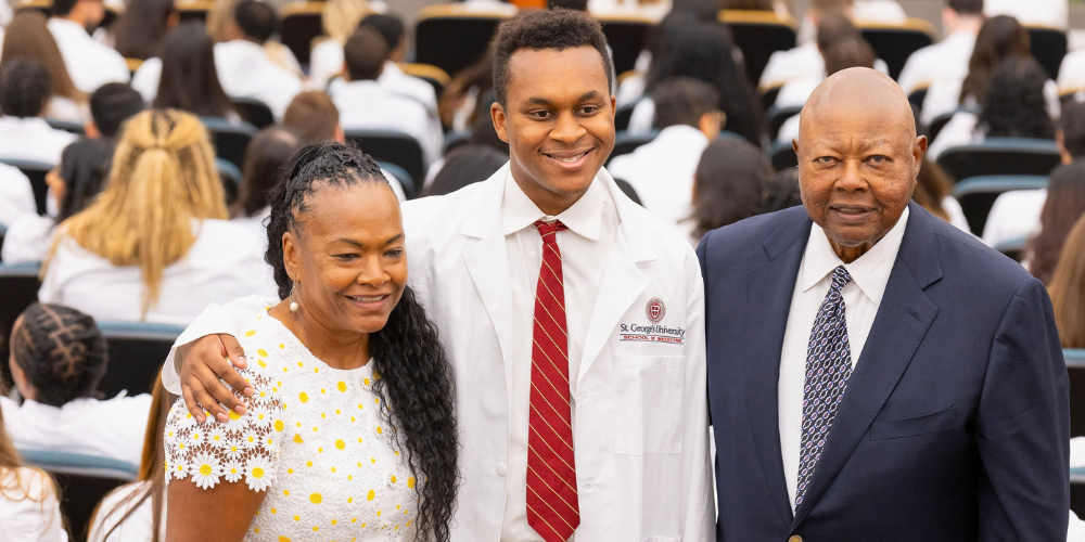 Dr. Suzanne Fussell, Jordon Iwuajoku and Dr. Eugene Fussell
