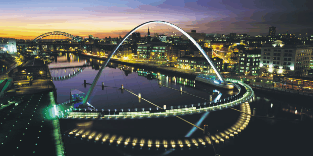 The Millenium Bridge in Newcastle, UK at dusk. SGU students have access to a number of hospitals to complete clinical rotations in the UK