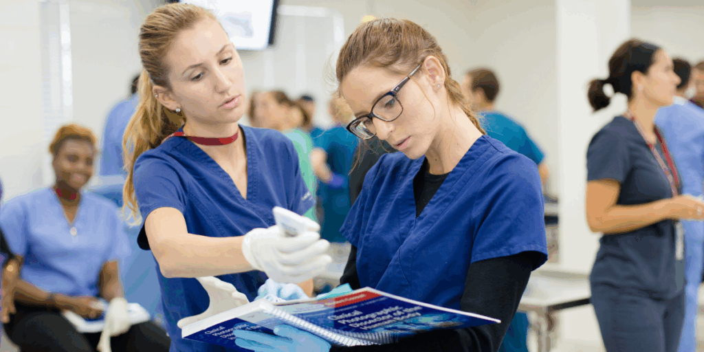 group of school of medicine students studying showing the value of an SGU education