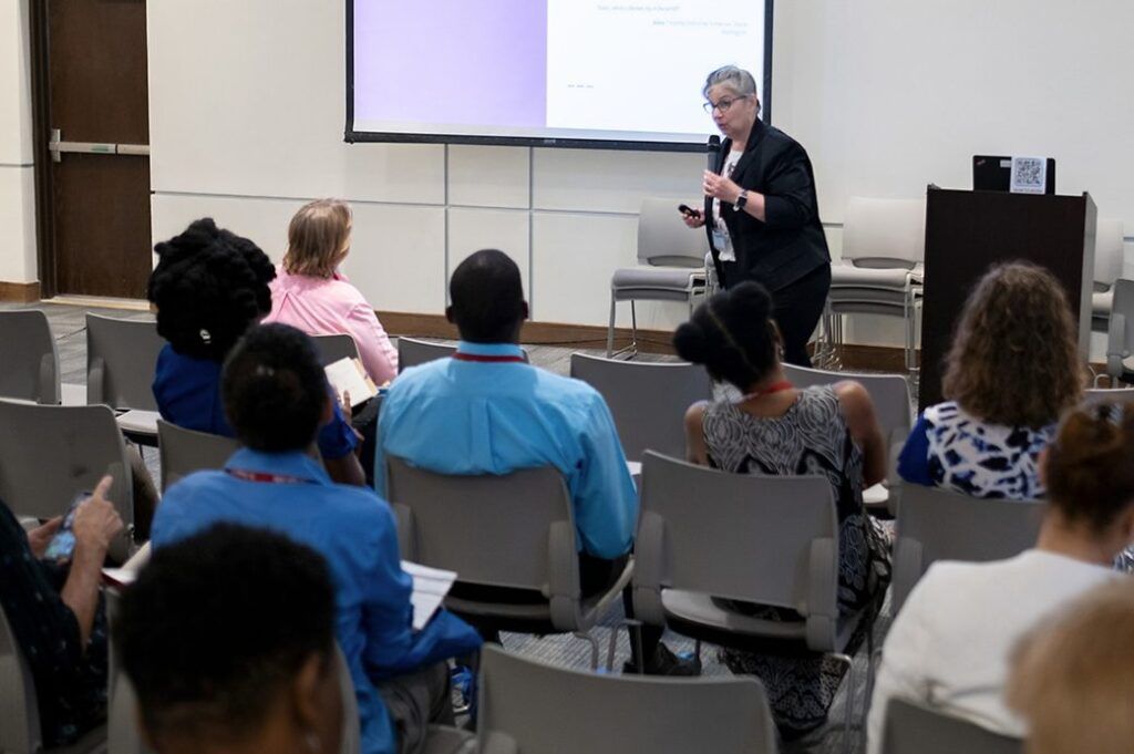 Teacher giving a lecture