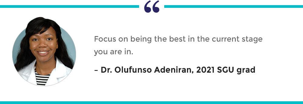 Pull quote from SGU grad Dr. Olufunso Adeniran