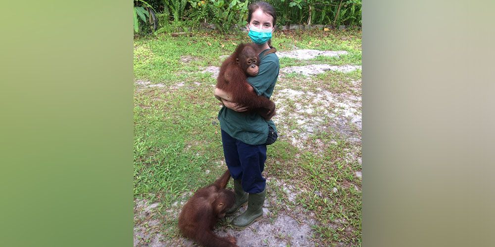 Kate Williams, DVM ’18 with monkeys