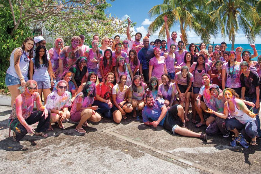 Students in traditional Indian dress at SGU’s Indian Cultural Student Association event.