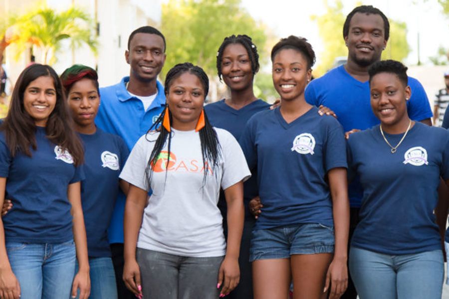 Student government leaders at St. George’s University standing together on campus.