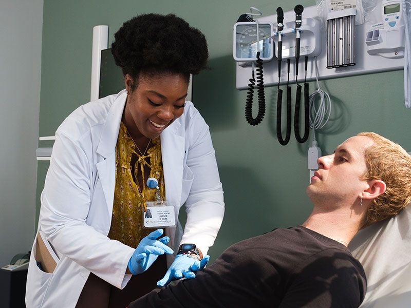 Doctor giving exam