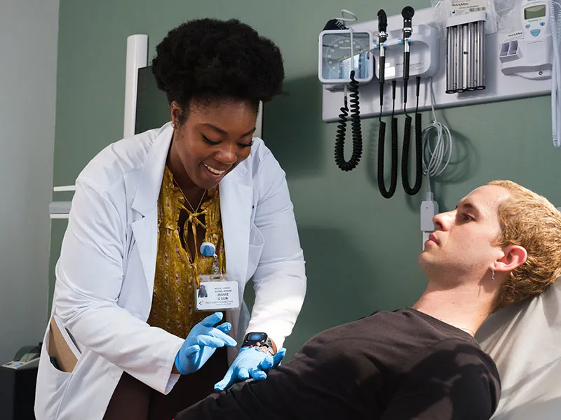 Doctor giving exam