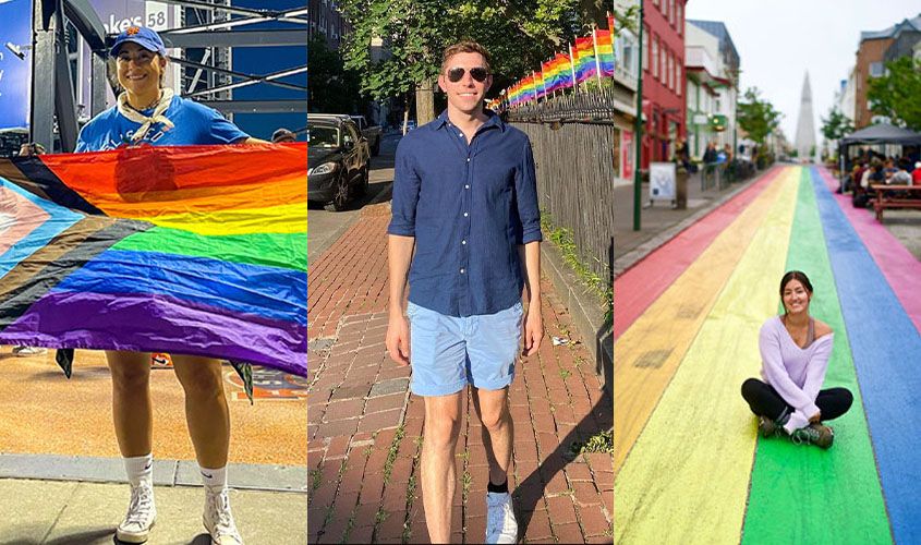 Promotional graphic for Pride Month, featuring celebratory text, LGBTQ+ flags, or diverse people to promote diversity and inclusion. News